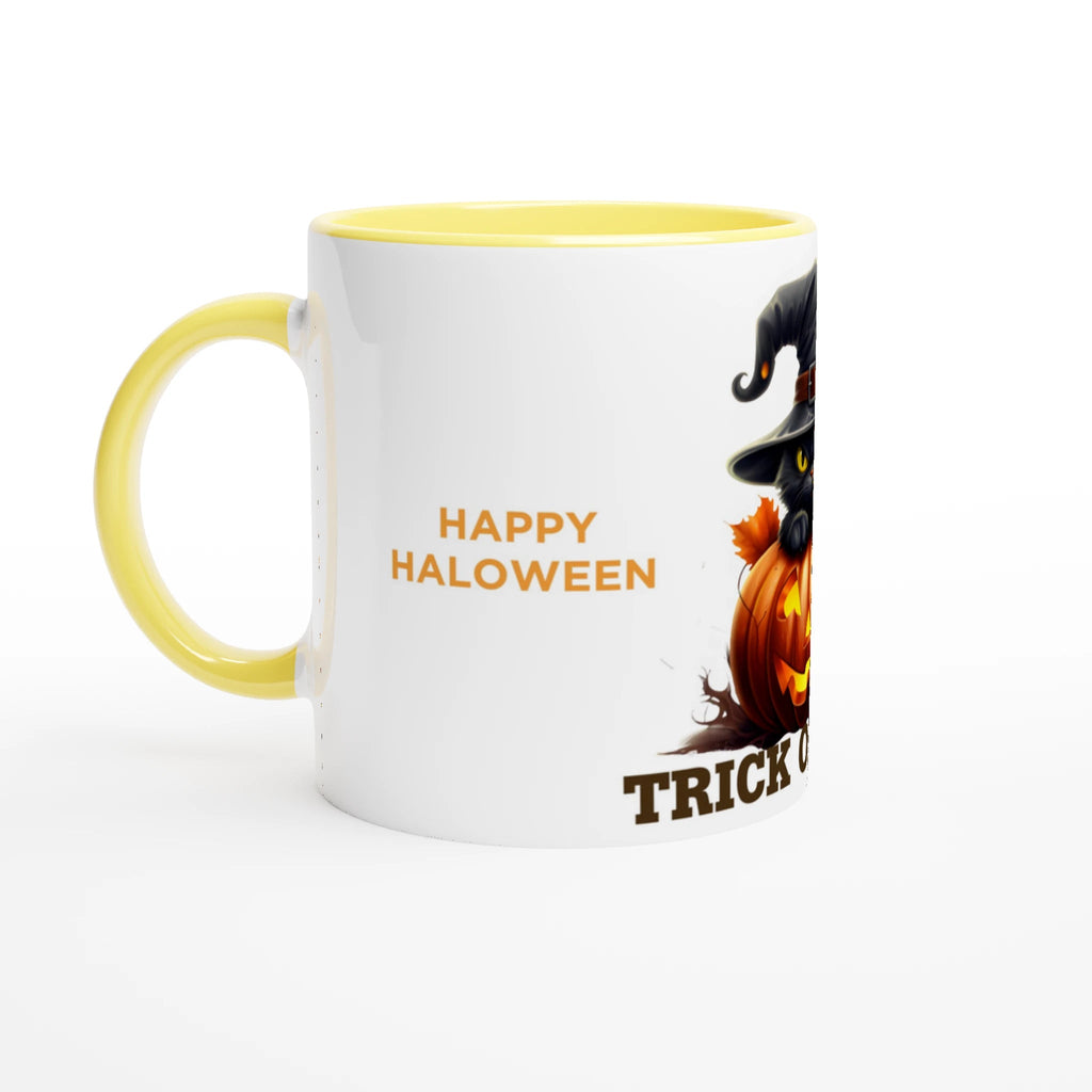 White 11oz Ceramic Mug with Color Inside Ceramic Yellow - One Spot Deals