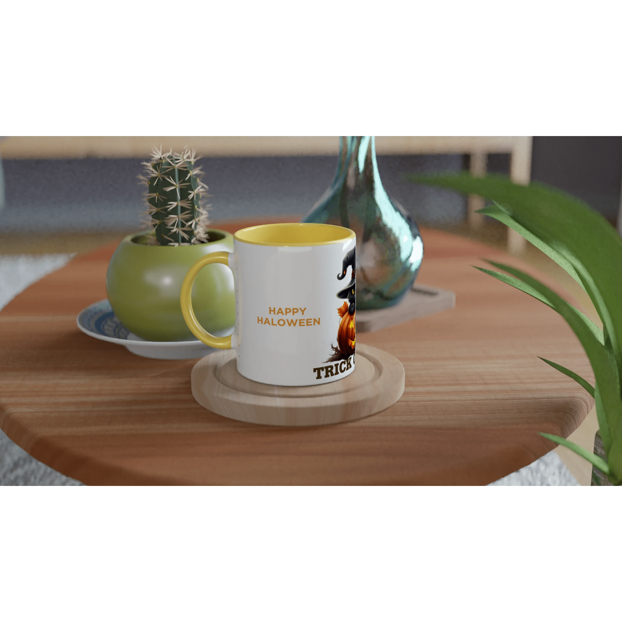 White 11oz Ceramic Mug with Color Inside Ceramic Yellow - One Spot Deals